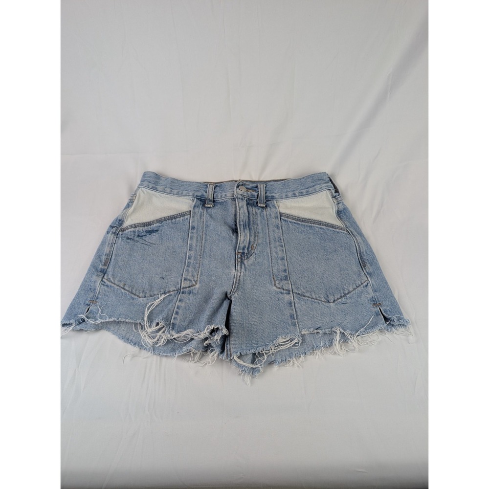 Etica Women's Blue Denim Cut-Off Shorts 5-Pocket Button/Zip Size 27 Cotton